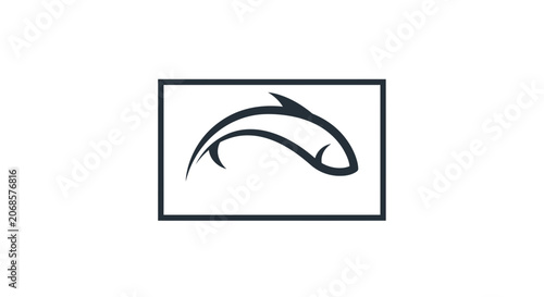 Minimalist black fish silhouette logo design on white background