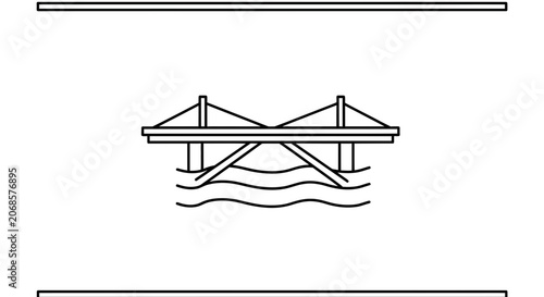 Minimalist bridge illustration over water, clean design, graphic resource