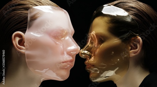 Hyperrealistic, incredibly detailed close-up photographs feature a Japanese model with slicked-