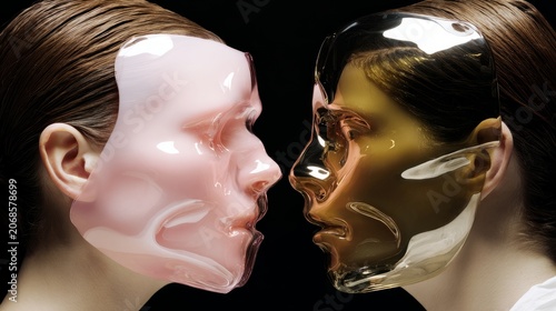 Hyperrealistic, incredibly detailed close-up photographs feature a Japanese model with slicked-