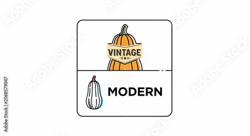 Vintage and Modern Pumpkin Icons: Contrast of Styles