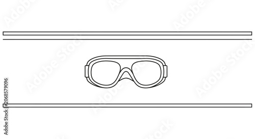Vintage Aviator Goggles Line Drawing
