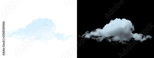 Obraz na płótnie Rounded Medium Fluffy White Cumulus Cloud on White and Black Background