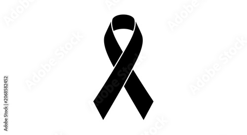Black ribbon symbol for breast cancer awareness and support graphic design