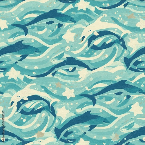 seamless pattern with sea animals