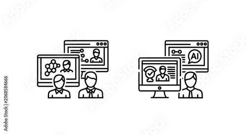 Ai driven professional analytics and digital profile management icons