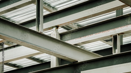 girder. Steel beams at a construction site, showcasing architectural progress and structural strength. real-estate listings.
