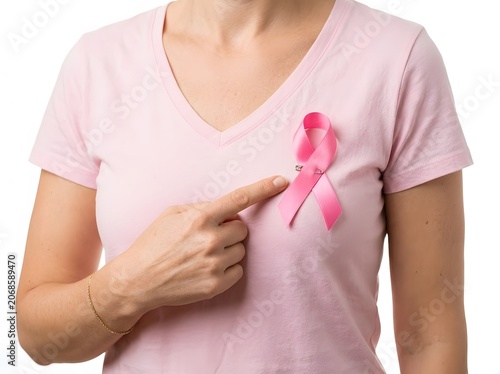 Breast cancer awareness month pink ribbon symbol of hope and support