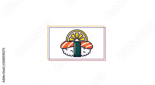 Sushi Nigiri with Salmon and Lemon Slice Icon