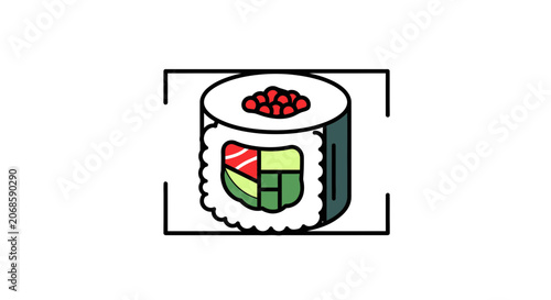 Sushi Roll Icon, Japanese Food, Delicious Maki, Asian Cuisine, Vector Illustration