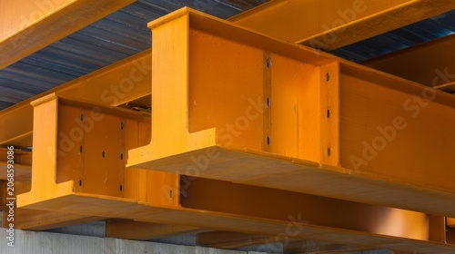 girder. Steel beams at a construction site, showcasing architectural progress and structural strength. real-estate listings.
