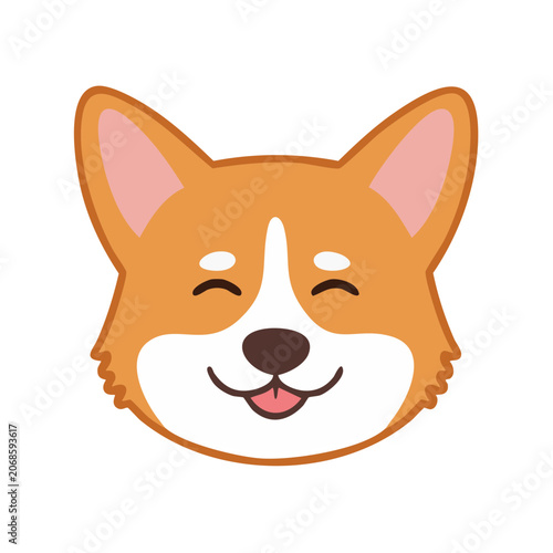Smiling Corgi Dog Face Vector Illustration