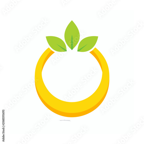 Yellow leaf ring icon with green leaves