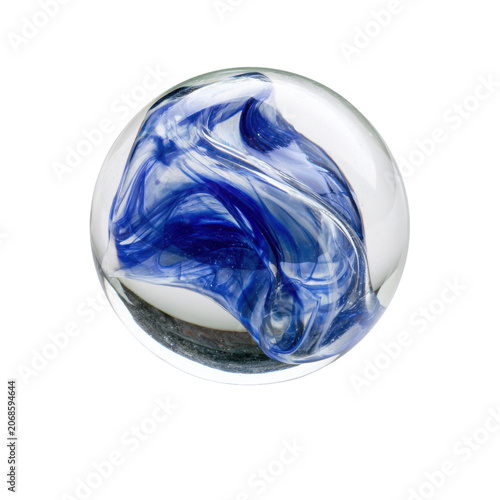 Decorative blue swirl marble isolated on a transparent background with flowing patterns and crystal clarity.