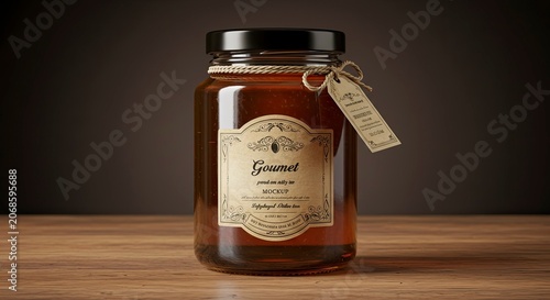 Vintage Glass Jar Mockup with Gourmet Label