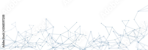 Quadro su tela Abstract blue connected dots and lines network on black technology background wi