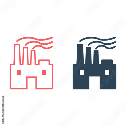 Illustration of factory flat icons set.