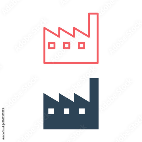 Illustration of factory flat icons set.