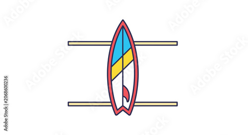 Surfboard on Rack, Summer Beach Sport Equipment, Ocean Wave Riding Gear