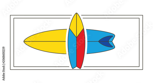 Surfing Lifestyle: Colorful Surfboards Arranged Artistically for Summer Beach Vibes