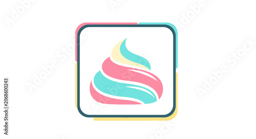 Swirl of Colorful Soft Serve Ice Cream or Whipped Cream Icon