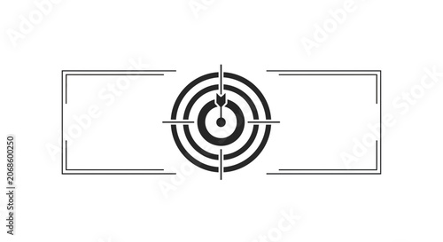 Target and Crosshairs Icon with Rectangular Frame, Aiming and Focus Concept