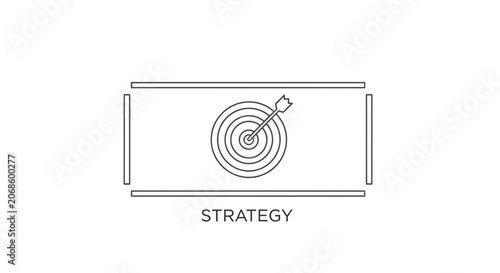 Target Strategy Success Concept - Arrow Hitting Bullseye in Center of Dartboard