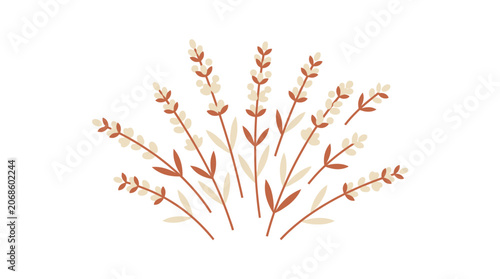 Minimalist Botanical Illustration of Lavender Sprigs in Earth Tones