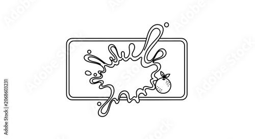 Orange Splash Illustration: Fresh Citrus Fruit and Liquid Burst on White Background