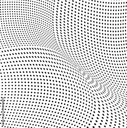 Abstract halftone dot pattern with wavy texture
