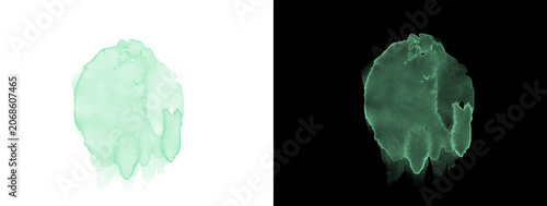 Circular Green Watercolor Blob Isolated on Black