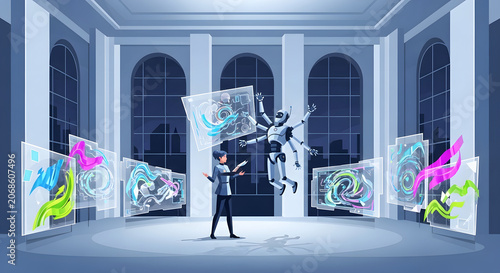Artificial intelligence ai robot human trading digital data analysis