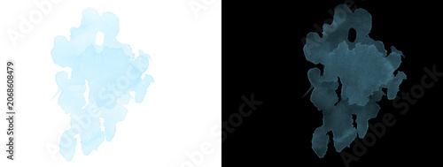 Canvas Print Complex Clustered Blue Watercolor Blob Isolated on White and Black Background