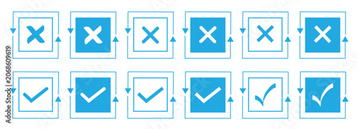 Photos Blue checkmark and cross icons set, approval and cancel vector design