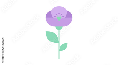 Minimalist Lavender Flower Illustration, Simple Botanical Art, Flat Design