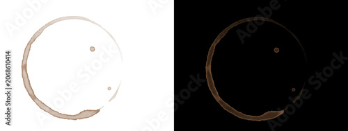 Quadro su tela Coffee Ring Stain Circle Isolated on White and Black Background