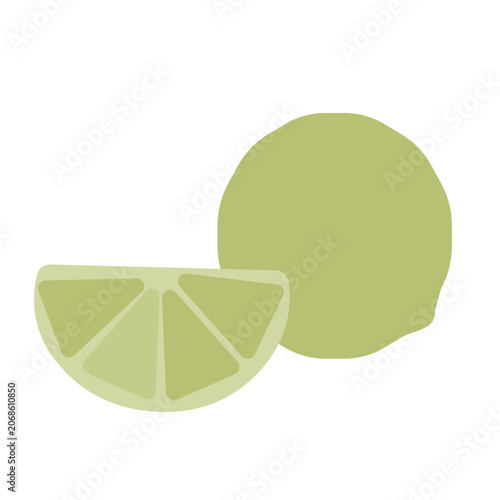 Minimalist summer background with paper cut lime fruit and slice vector illustration.