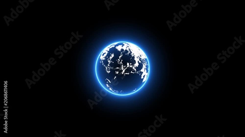 A luminous blue ring encircles a stylized planet with a textured white surface against a stark black background, evoking a sense of cosmic wonder and scientific exploration in deep space