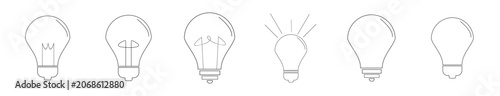 Foto Six simple light bulb illustrations in a row