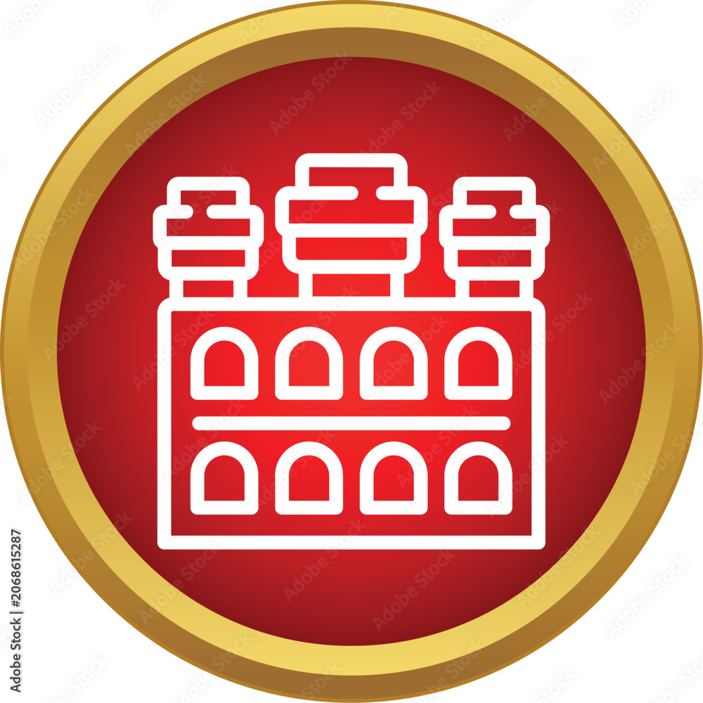 Naklejka premium Castle icon showcasing classic architectural elements for protection and history