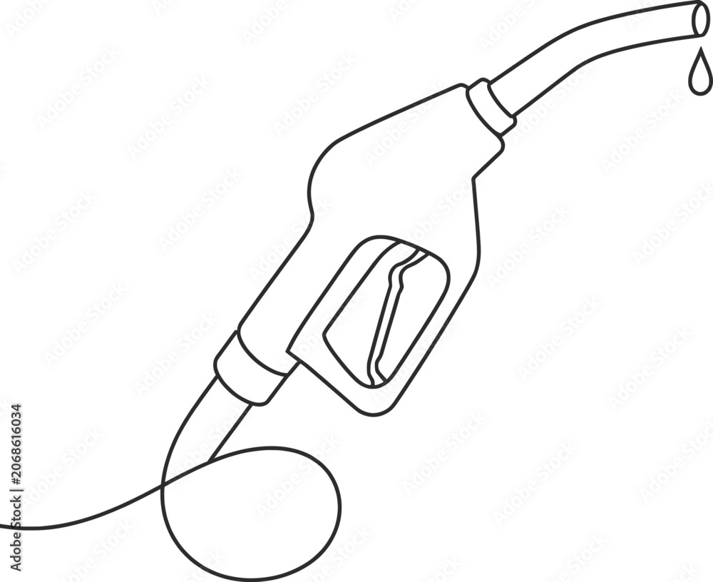 Fototapeta premium Minimal One Line Fuel Nozzle Continuous Line Art Illustration.