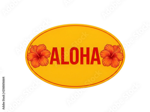 Aloha Text Oval Sign Transparent Background
