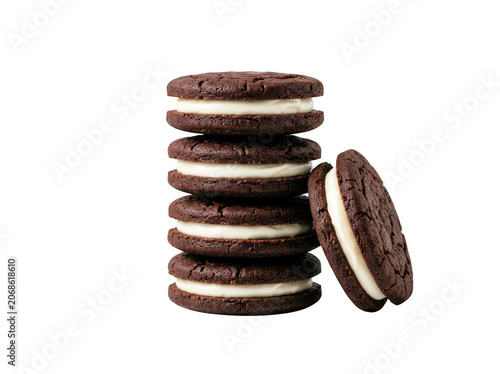 Stack of Chocolate Sandwich Cookies Transparent Background