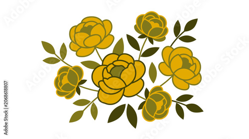 Yellow Roses Floral Illustration - Decorative Flower Arrangement