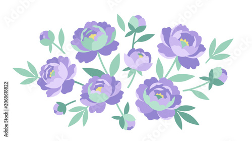 Pastel Lavender Peony Flower Arrangement - Vector Illustration