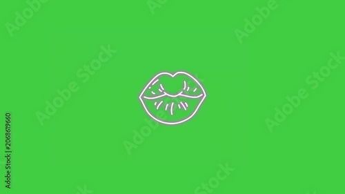 Glowing neon lips doodle animation with stylish hand-drawn effect, perfect for pop art, fashion, beauty, and social media video content.
