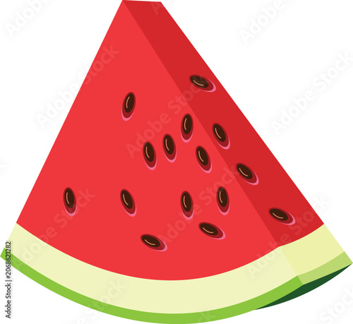 Ripe Watermelon Slice with Vibrant Red Flesh and Seeds Fresh Summer Fruit Isolated on Transparent Background