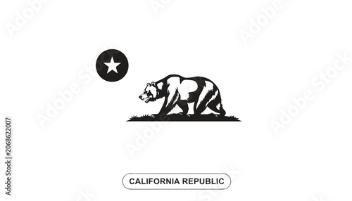 Fotografie Very beautiful black and white realistic vector illustration of the California R