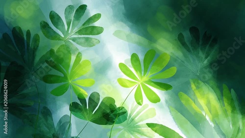 Tropical rainforest dense jungle leaves swaying vibrant life motion background loop animation