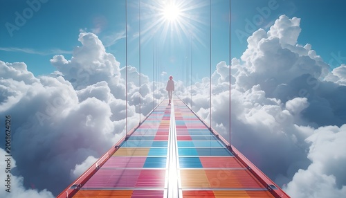Heavenly Walkway Through Clouds